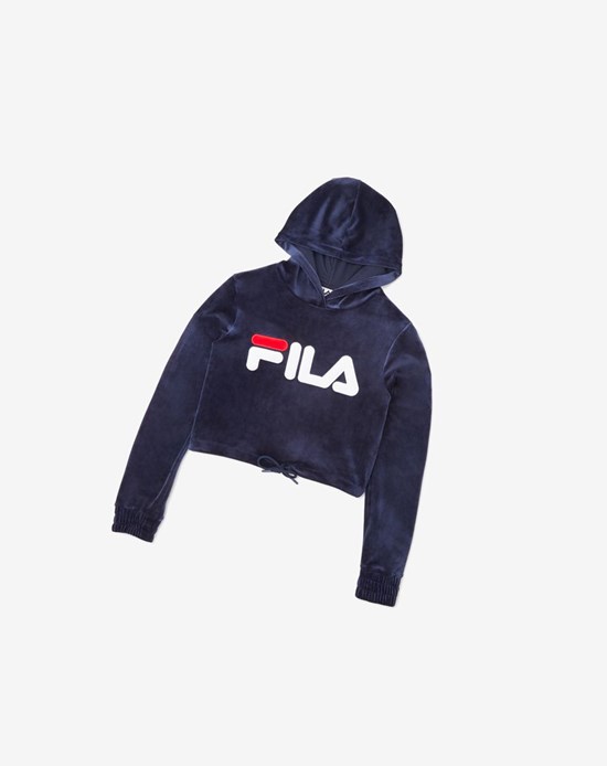 Fila Aitana Crop Velour Hoodie Blancas Rojas | 63ZNTYQUC