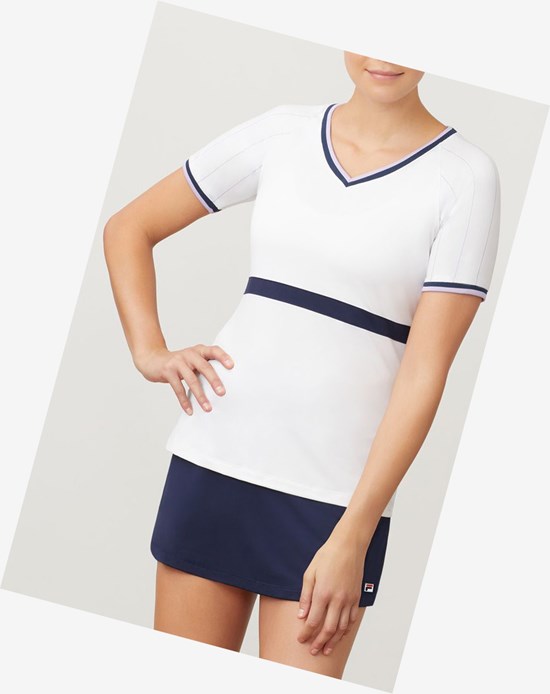 Fila Heritage Corta Sleeve Top Whtl/Navy | 38VGQIECF