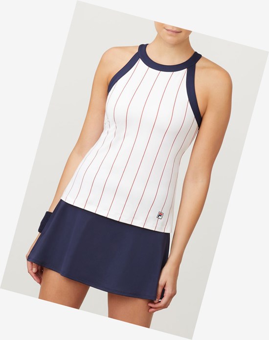Fila Heritage Halter Tank Wht/Navy/Cred | 63KZTSGJQ