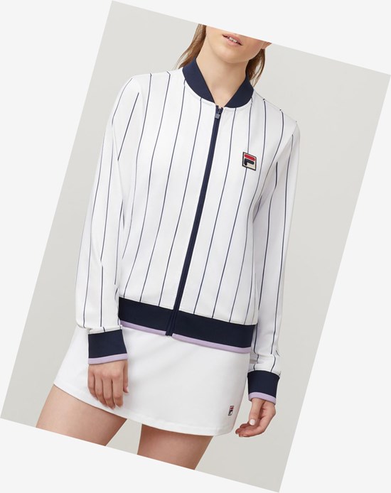 Fila Heritage Jacket Wht/Navy/Plil | 16VRSHLQA
