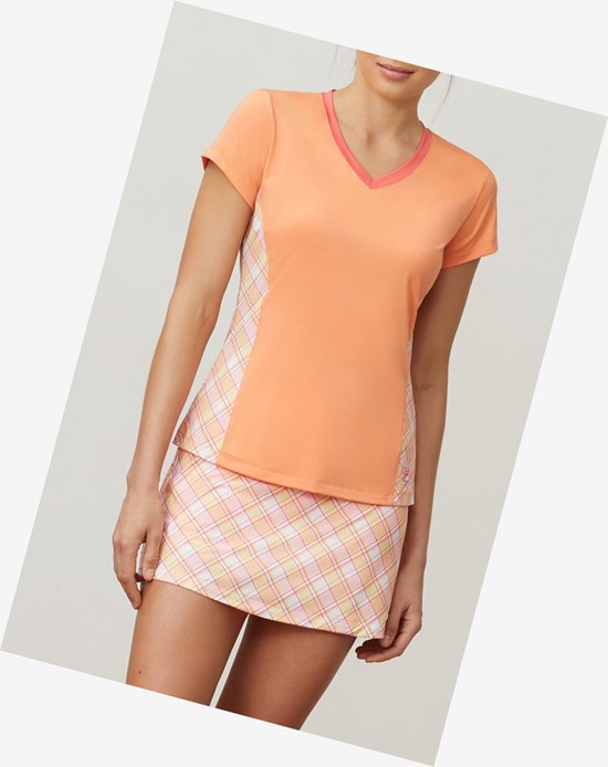 Fila Mad For Plaid Corta Sleeve V-neck Top Coral | 19NLFARSI