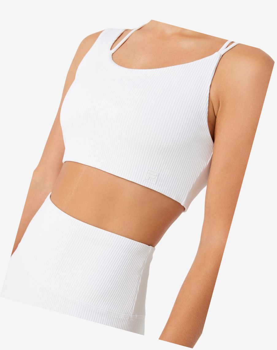 Fila Acanalado Essentials | Teena Bra Top Blancas | 34PILBUWK