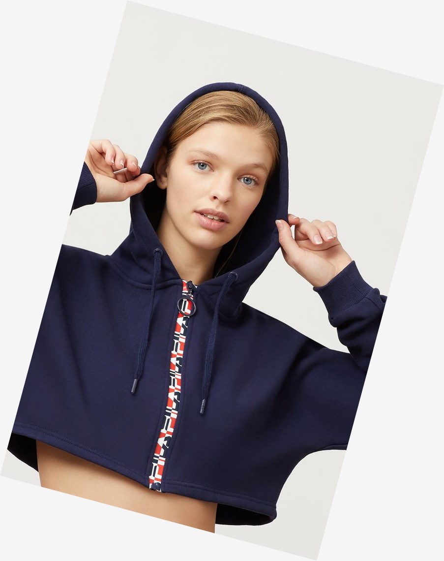 Fila Alexa Zip Crop Hoodie Peac/Cred/Wht | 75LYKOXJT