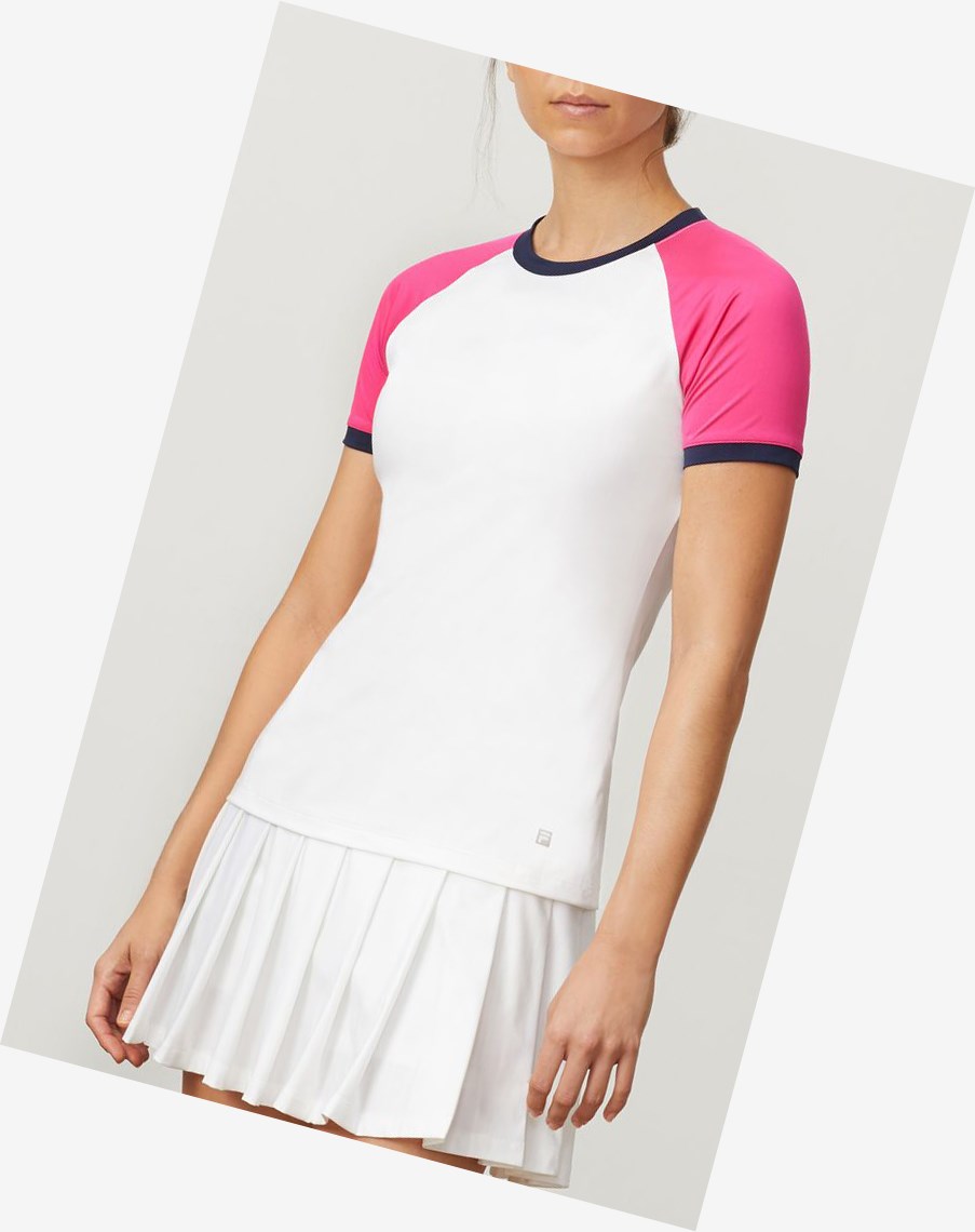 Fila Awning Corta Sleeve Top Wht/Fprp/Navy | 54YVBPZAO