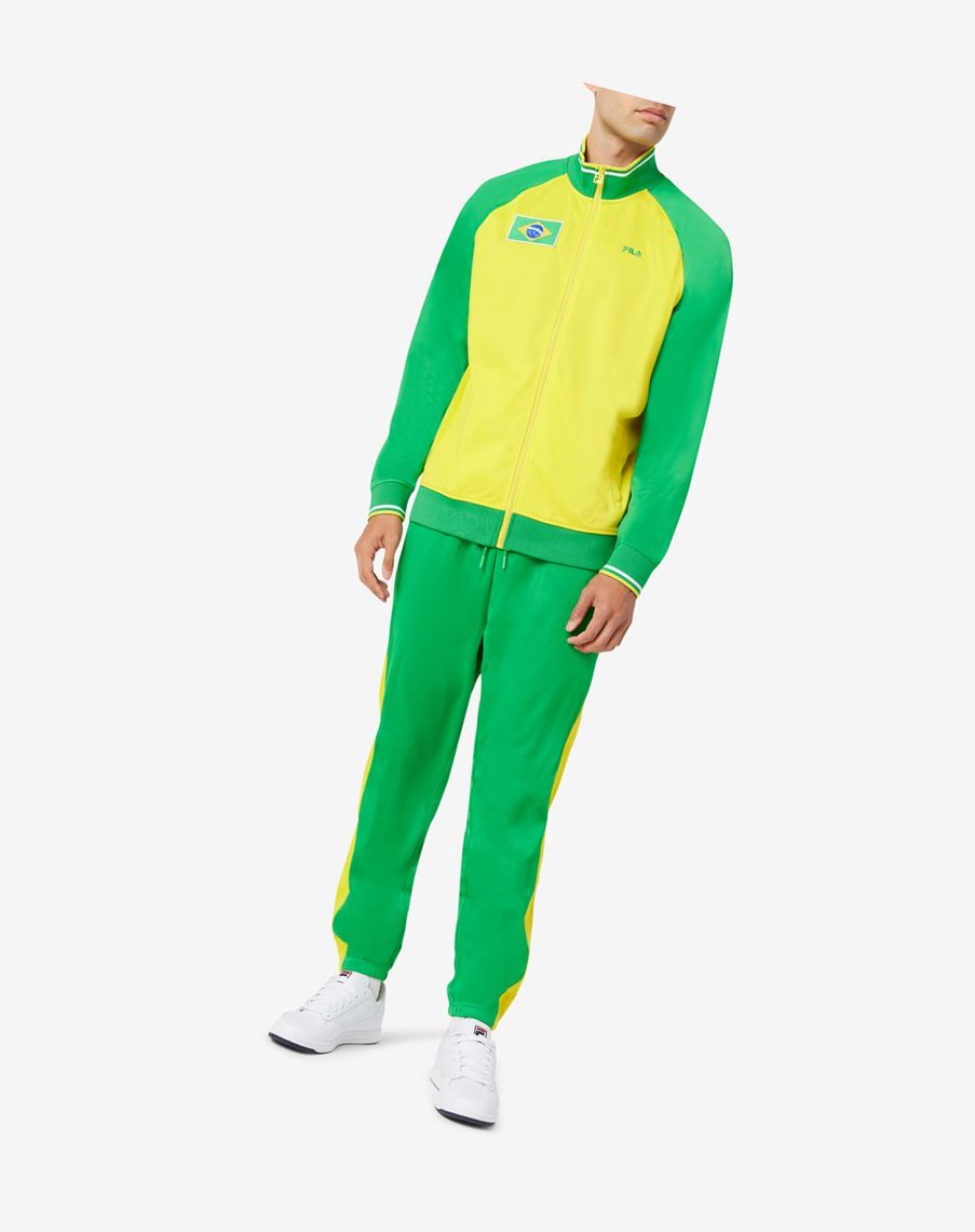 Fila Brazil Pista Jacket Amarillo Verde Blancas | 78LKIQHXB
