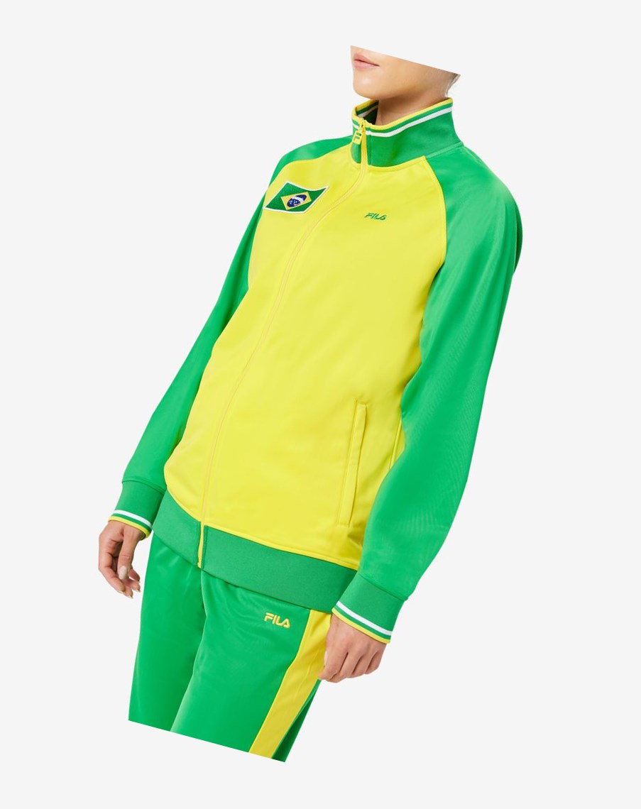 Fila Brazil Pista Jacket Amarillo Verde Blancas | 78LKIQHXB