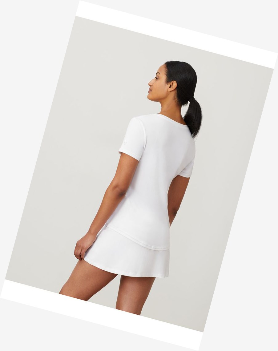 Fila Corta Sleeve V-neck Blancas | 65JHLQKCI