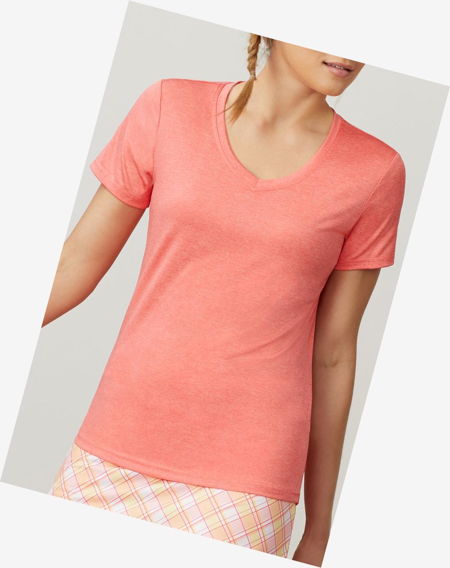 Fila Corta Sleeve V-neck Calypsocoralhth | 68MDWPQZN