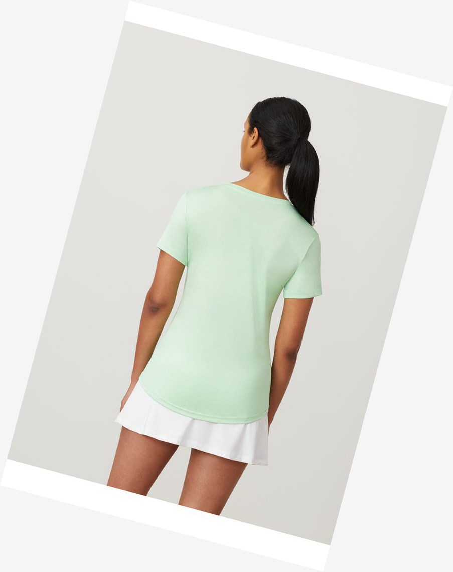 Fila Corta Sleeve V-neck Greenashhth | 21NAYPOIG