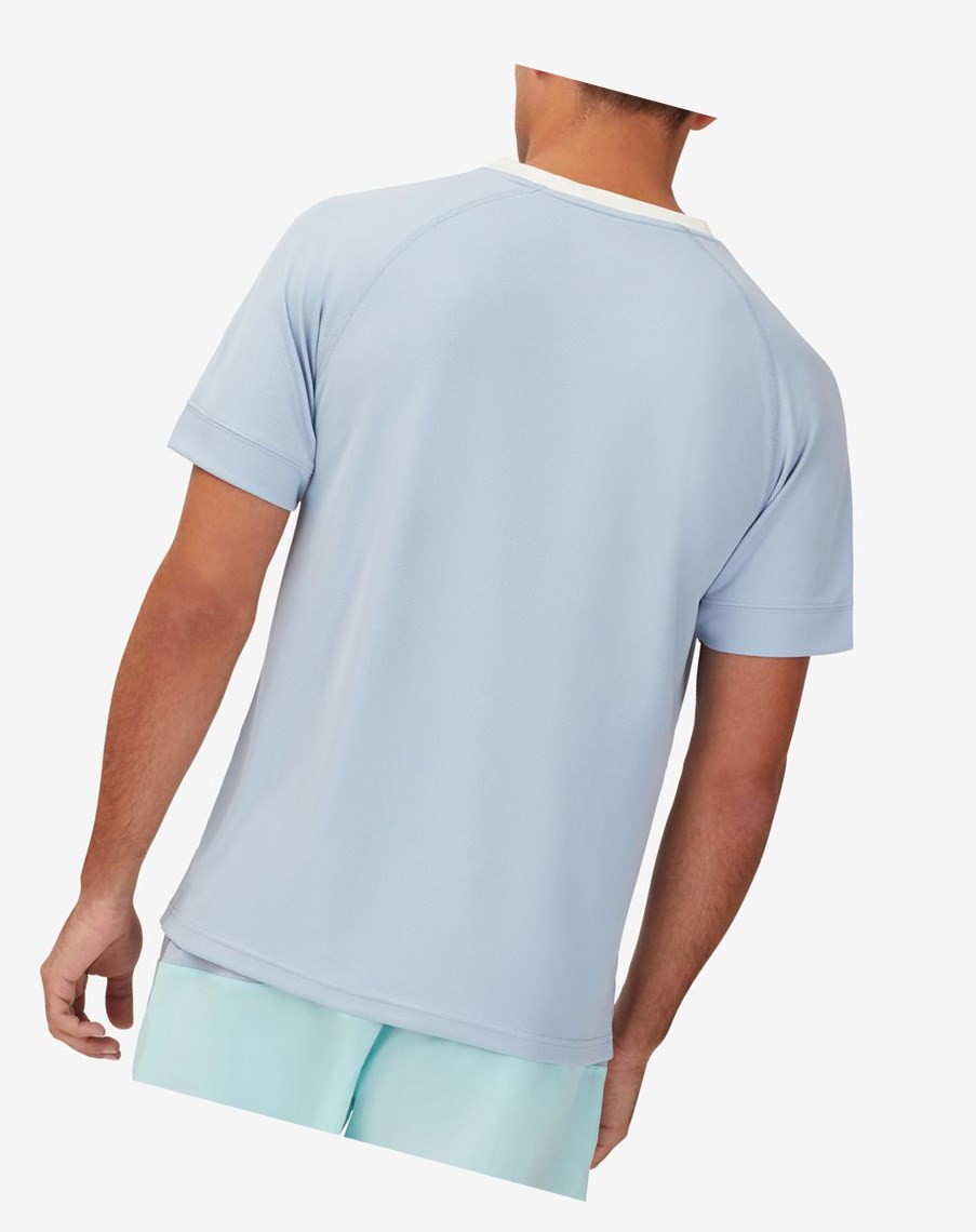 Fila Cross Court Corta Sleeve Crew Azules Blancas | 02GABMPQN