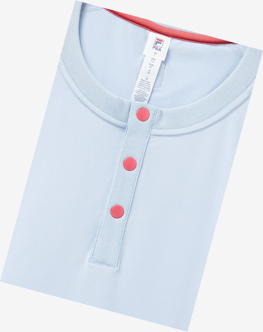 Fila Cross Court Corta Sleeve Henley Azules | 28MVKEIRN