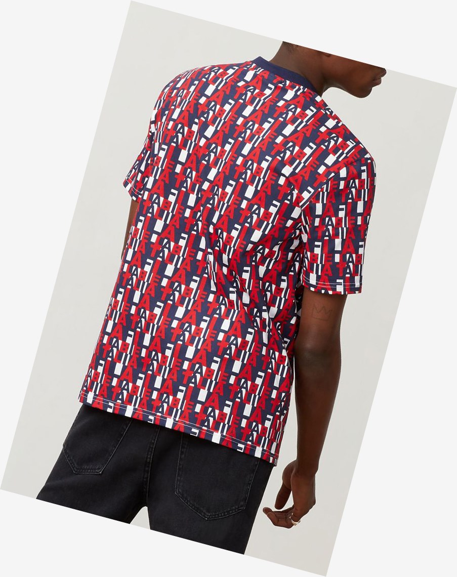 Fila Denji Tee Azul Marino Rojas Plateadas | 80MCVBQDE