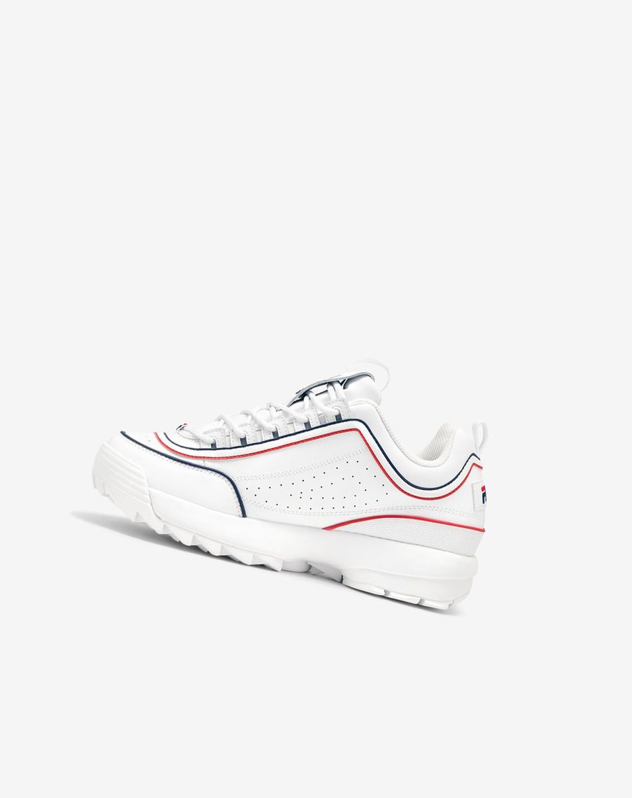 Fila Disruptor 2 Contrast Piping Sneakers Blancas Azul Marino Rojas | 64MLBXPQT