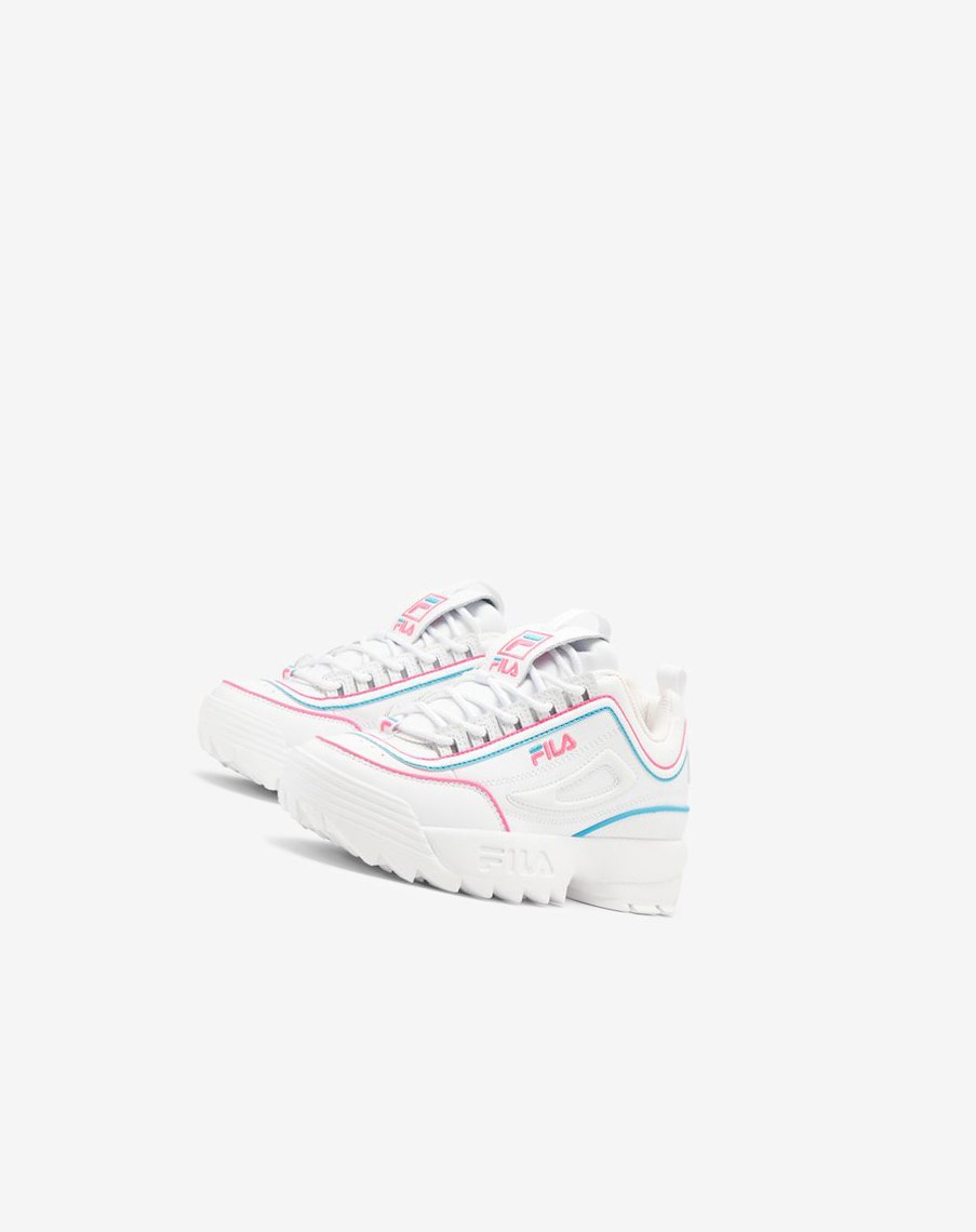 Fila Disruptor 2 Contrast Piping Sneakers Blancas Rosas Azules | 84GMAESIJ