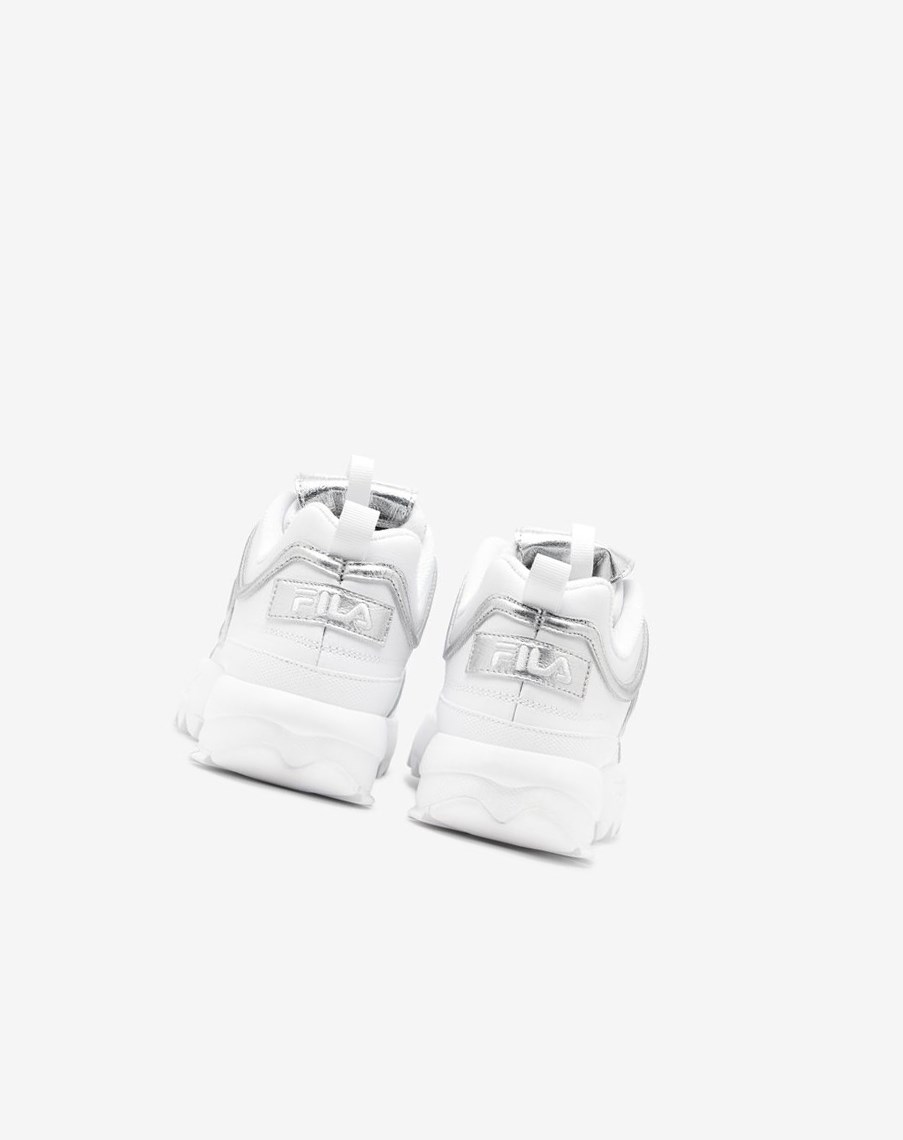 Fila Disruptor 2 Creased Metallic Sneakers Blancas Blancas Plateadas | 28MLFCABT