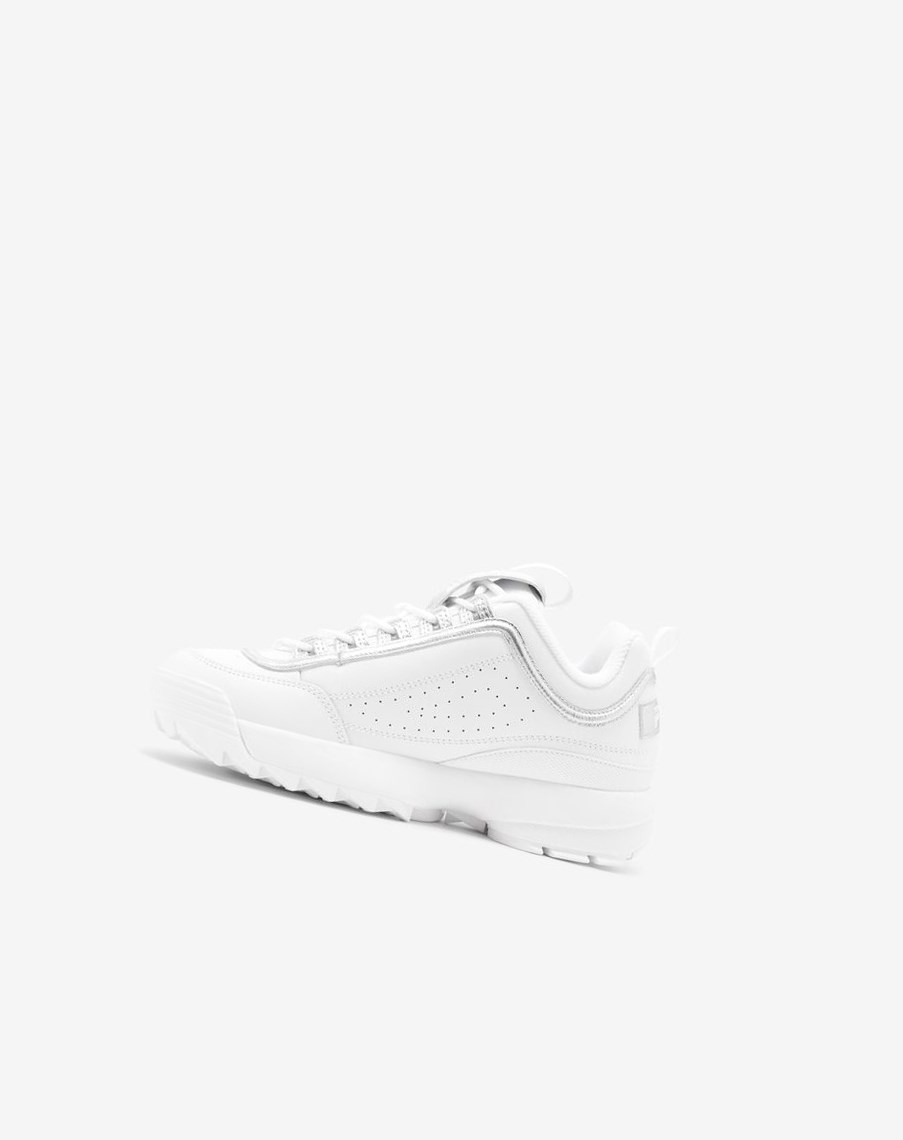Fila Disruptor 2 Creased Metallic Sneakers Blancas Blancas Plateadas | 28MLFCABT