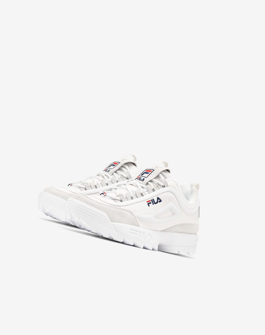 Fila Disruptor 2 Lab Premium Fornido Sneakers Blancas Blancas Azul Marino | 34DUCTGFY