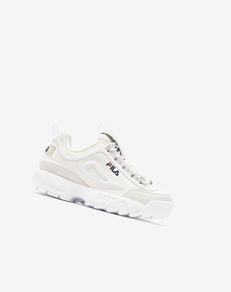 Fila Disruptor 2 Lab Premium Fornido Sneakers Blancas Blancas Azul Marino | 34DUCTGFY