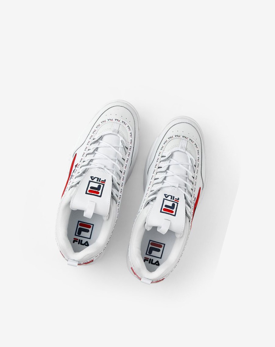 Fila Disruptor 2 Premium Repeat Sneakers Blancas Azul Marino Rojas | 64ZCTHVDW