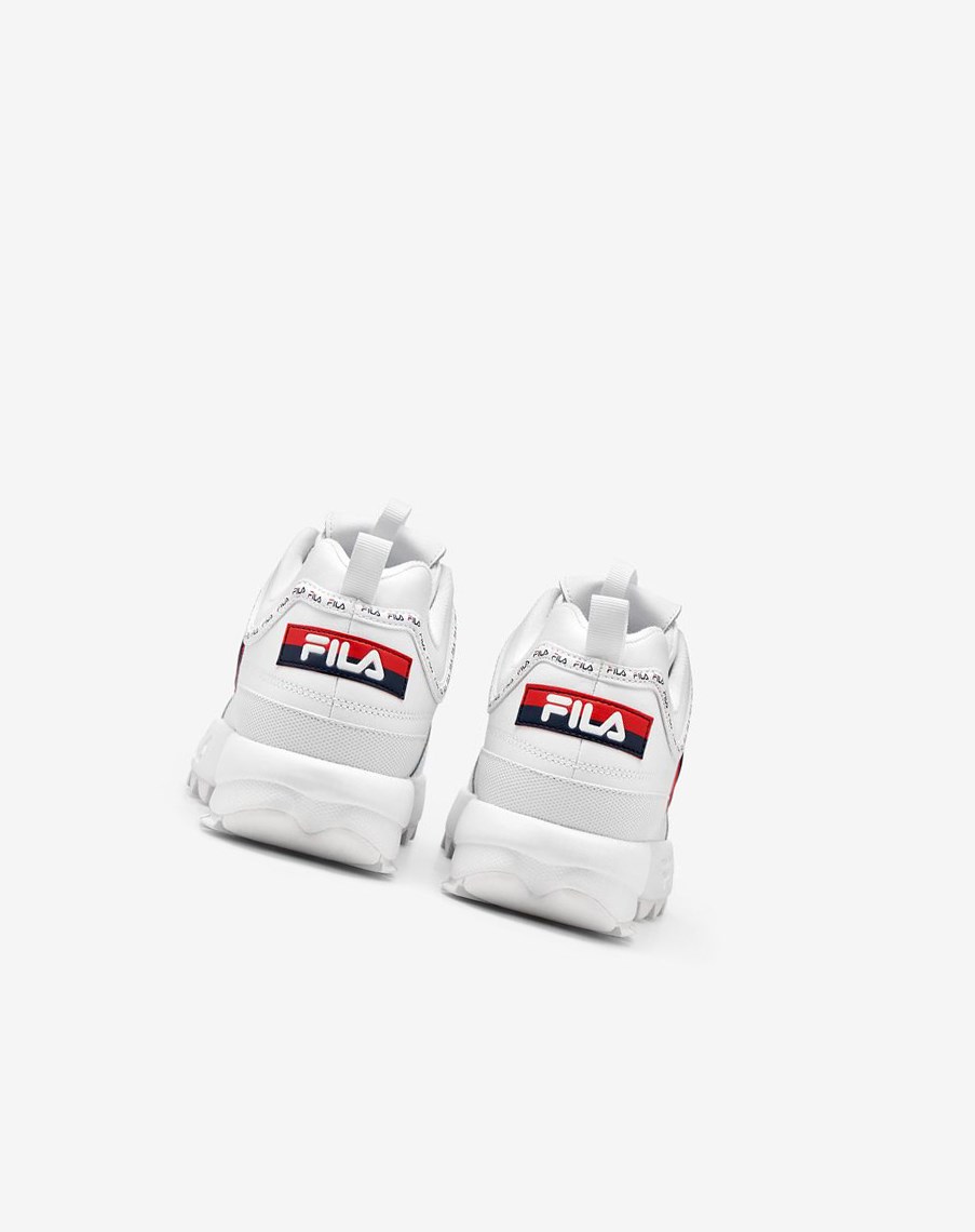 Fila Disruptor 2 Premium Repeat Sneakers Blancas Azul Marino Rojas | 64ZCTHVDW