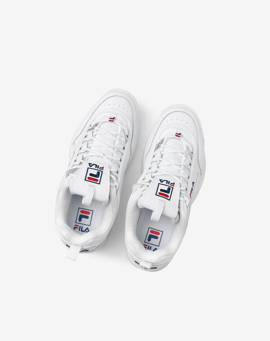 Fila Disruptor 2 Premium Sneakers Blancas Azul Marino Rojas | 67RNBEOAK