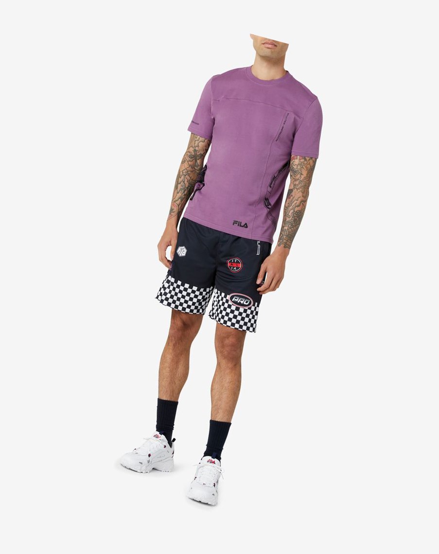 Fila Exzone Checkered Shorts Negras | 25XPDYJRA