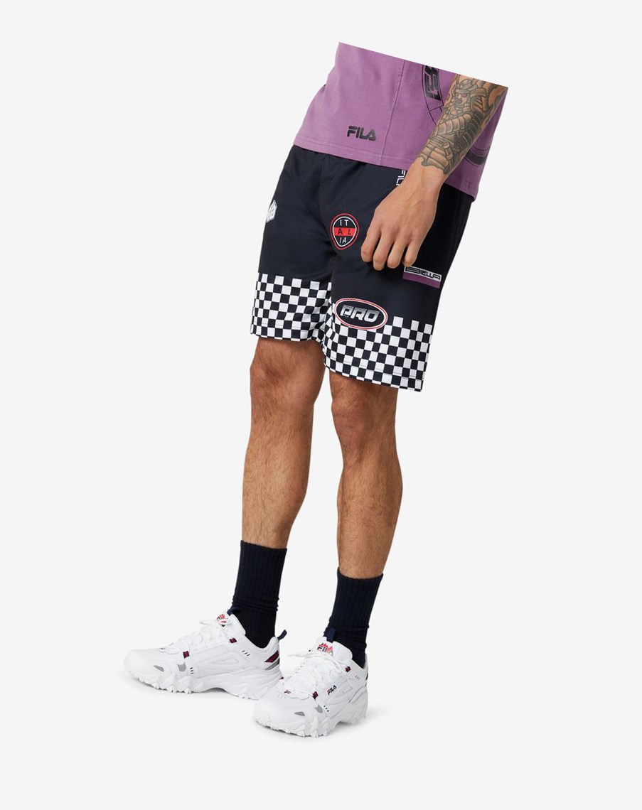 Fila Exzone Checkered Shorts Negras | 25XPDYJRA