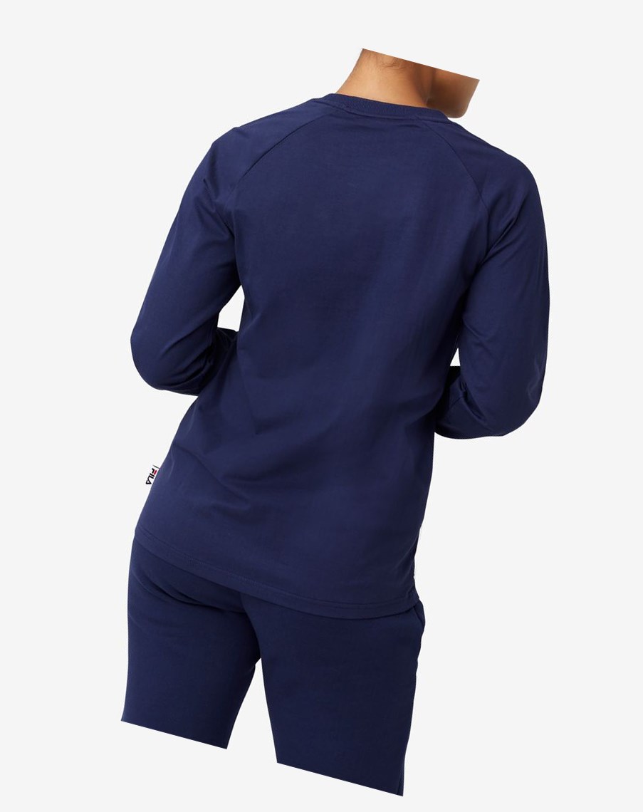 Fila Flynn Long Sleeve Tee 410 Peacoat | 92ZIAETFK