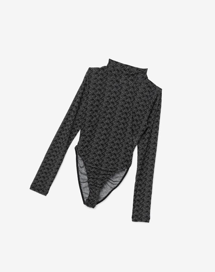Fila Gaganga Sheer Bodysuit Negras Blancas | 71YGURFIJ