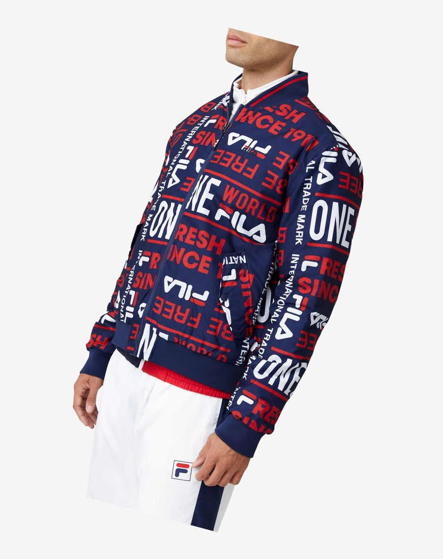 Fila Gionata Jacket Azul Marino Rojas Blancas | 03NOSYPUK
