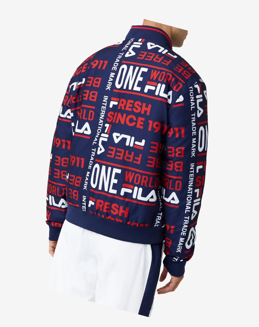 Fila Gionata Jacket Azul Marino Rojas Blancas | 03NOSYPUK