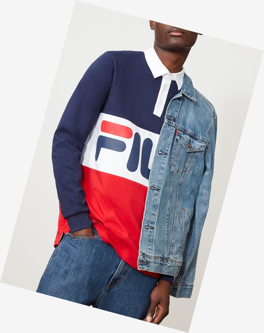Fila Harley Rugby Shirt Navy/Cred/Wht | 05QEWXSOL