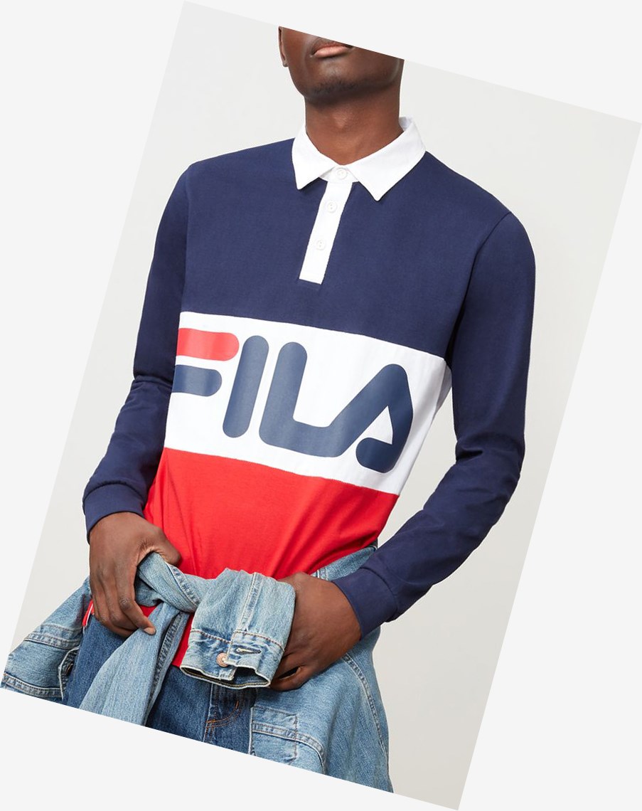 Fila Harley Rugby Shirt Navy/Cred/Wht | 05QEWXSOL