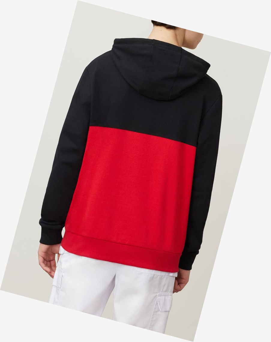Fila Hector 1/2 Zip Hoodie Blk/Cred/Wht | 56SMZXUEJ