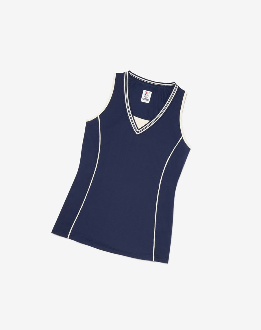 Fila Heritage Full Coverage Tank Azul Marino | 04TFCSKWO