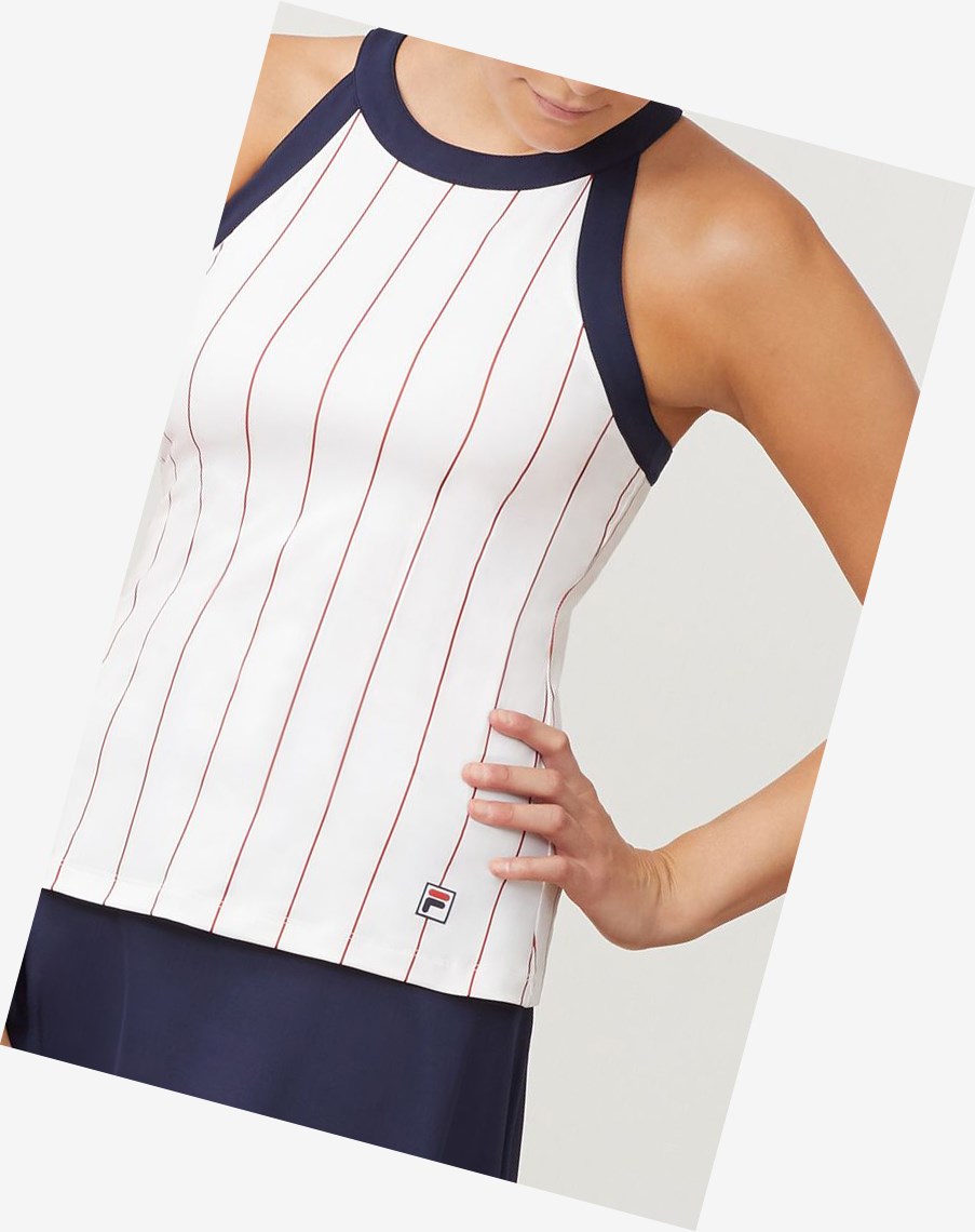 Fila Heritage Halter Tank Wht/Navy/Cred | 63KZTSGJQ
