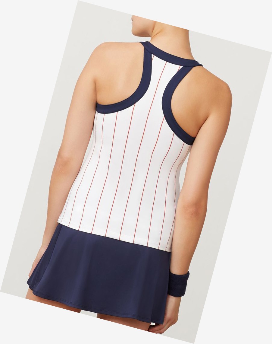 Fila Heritage Halter Tank Wht/Navy/Cred | 63KZTSGJQ