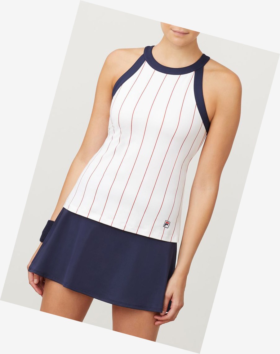 Fila Heritage Halter Tank Wht/Navy/Cred | 63KZTSGJQ