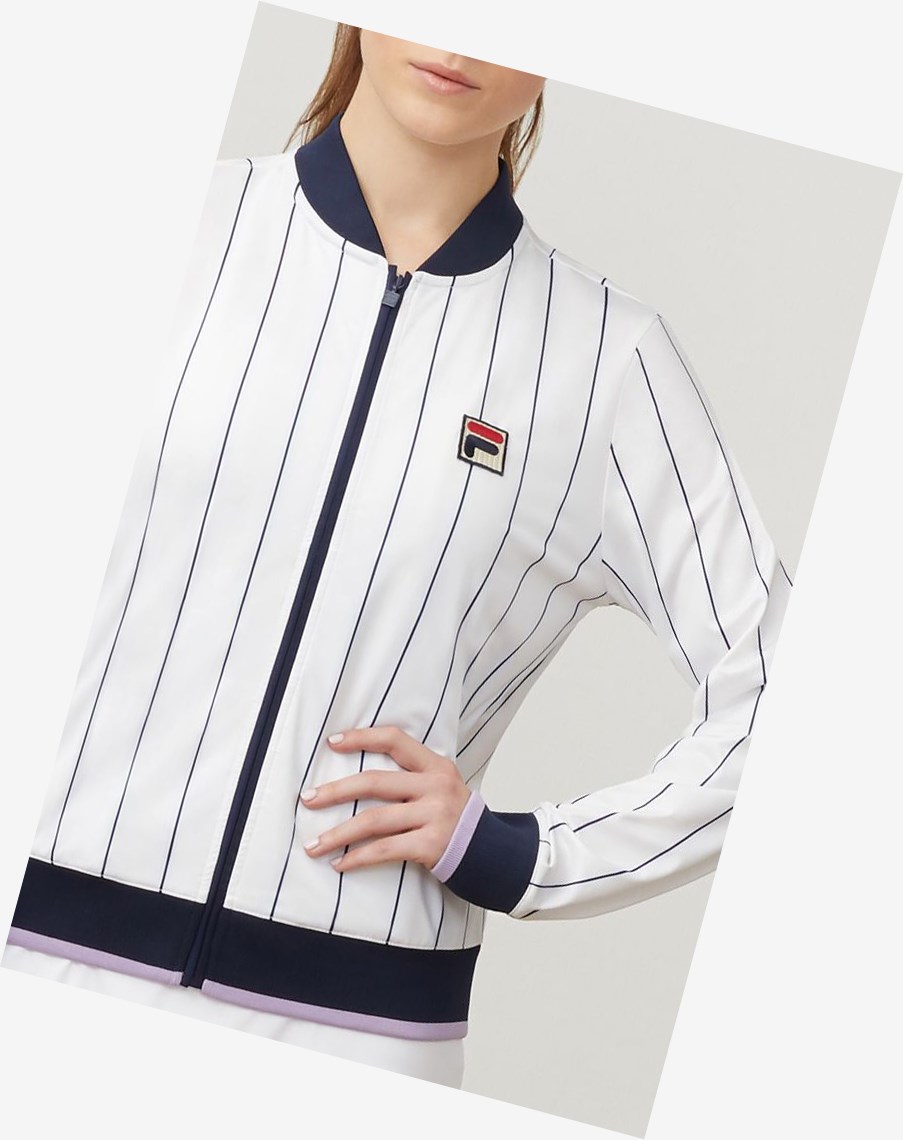 Fila Heritage Jacket Wht/Navy/Plil | 47TBSFKRV