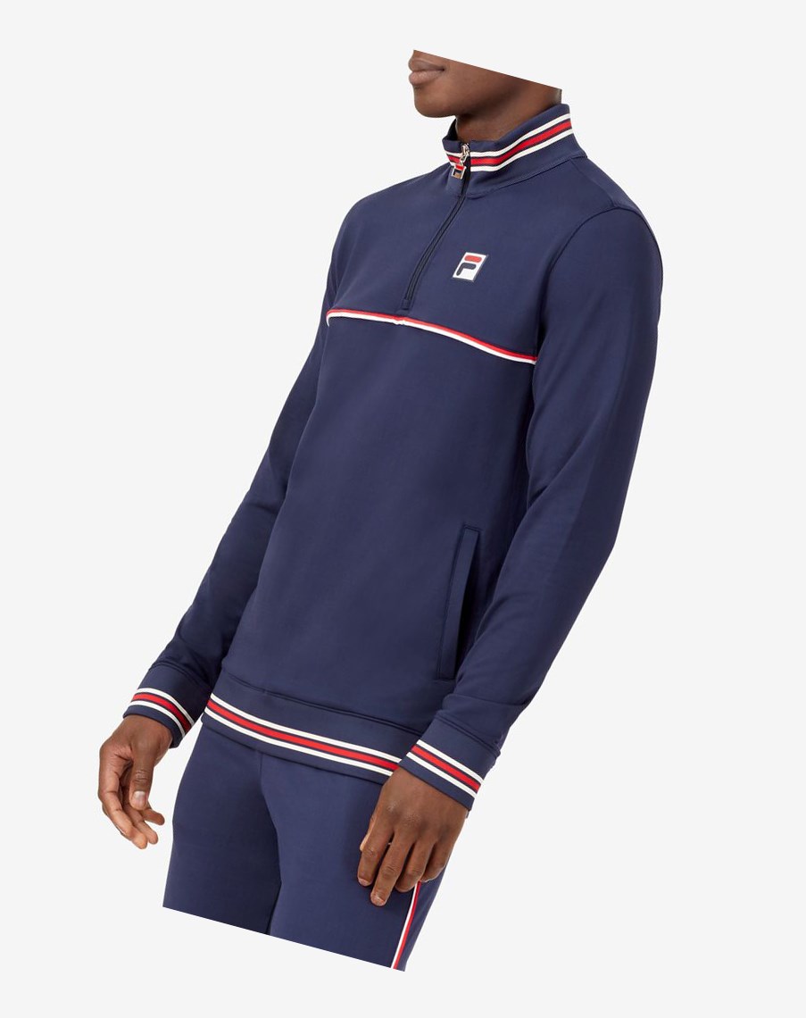 Fila Heritage Tenis 1/4 Zip Azul Marino Rojas Blancas | 58KMYDNFQ