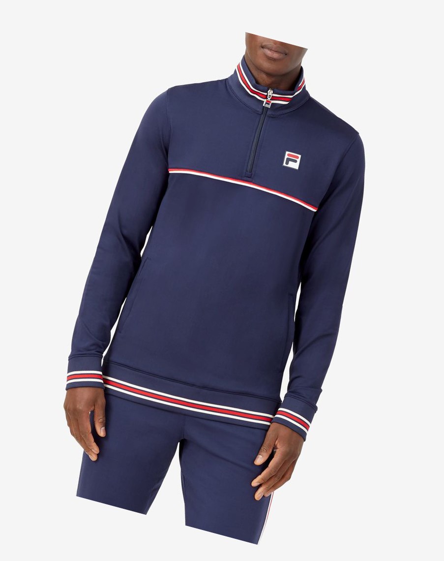 Fila Heritage Tenis 1/4 Zip Azul Marino Rojas Blancas | 58KMYDNFQ