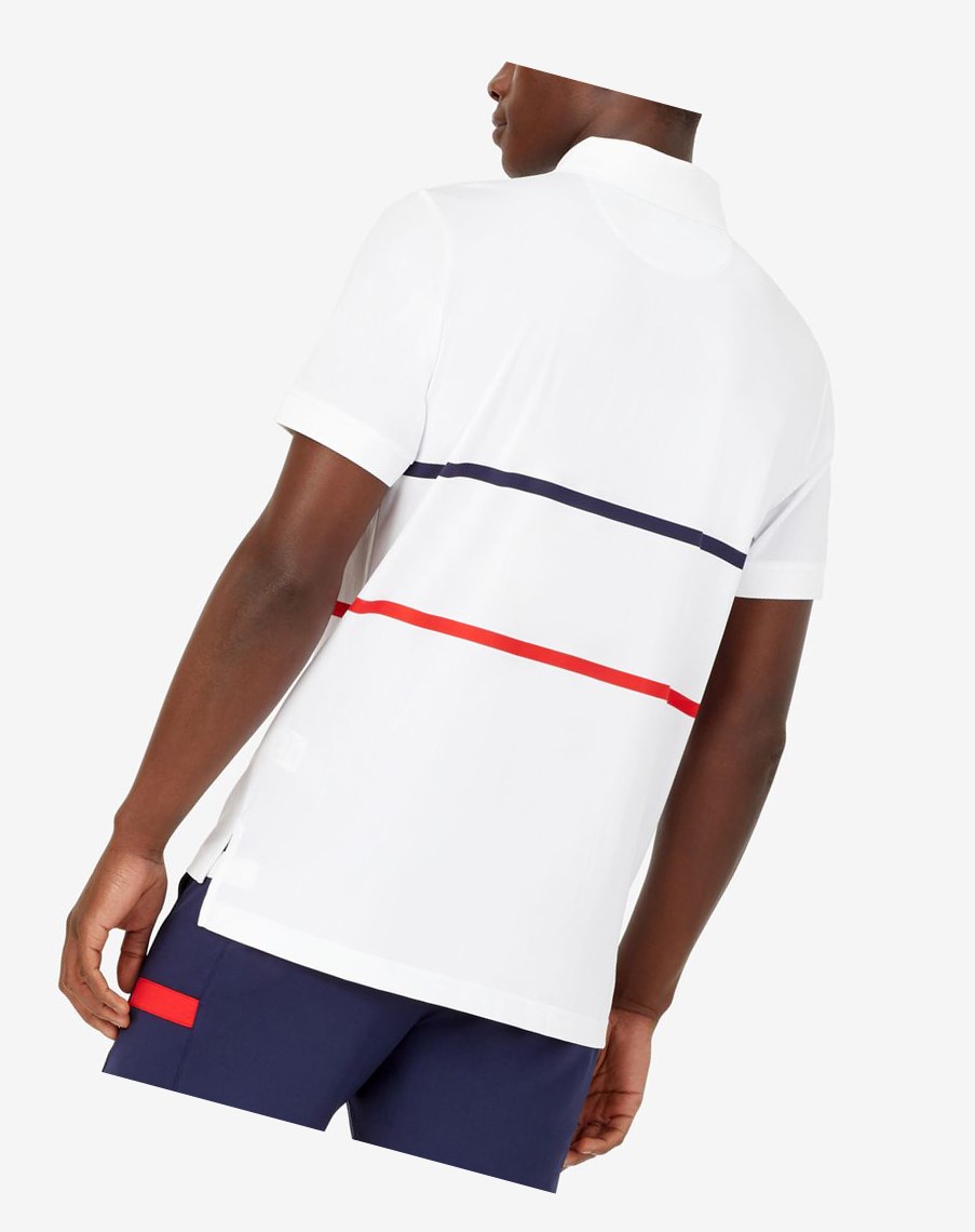 Fila Heritage Tenis A Rayas Polo Blancas Azul Marino Rojas | 04AYBNOSV