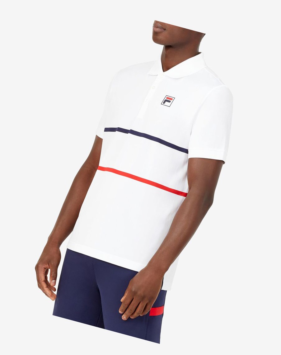 Fila Heritage Tenis A Rayas Polo Blancas Azul Marino Rojas | 04AYBNOSV