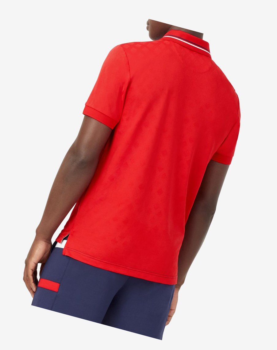 Fila Heritage Tenis Jacquard Polo Rojas Azul Marino Blancas | 52YBSJCVE