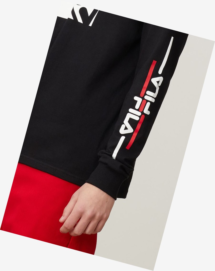 Fila Jaylen Long Sleeve Tee Blk/Wht/Cred | 54RDLZFSK