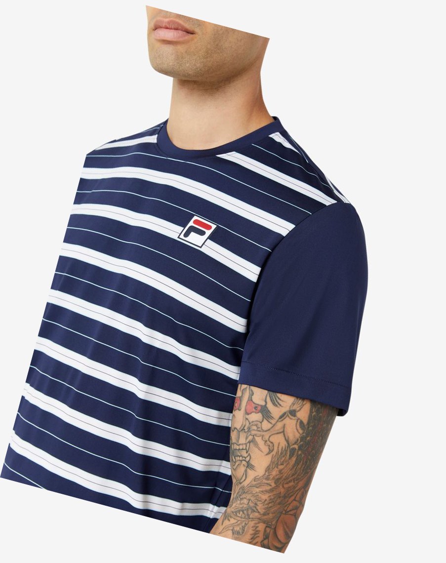 Fila Legends Yarn Dyed Crew Azul Marino Blancas | 91RGNOXCS
