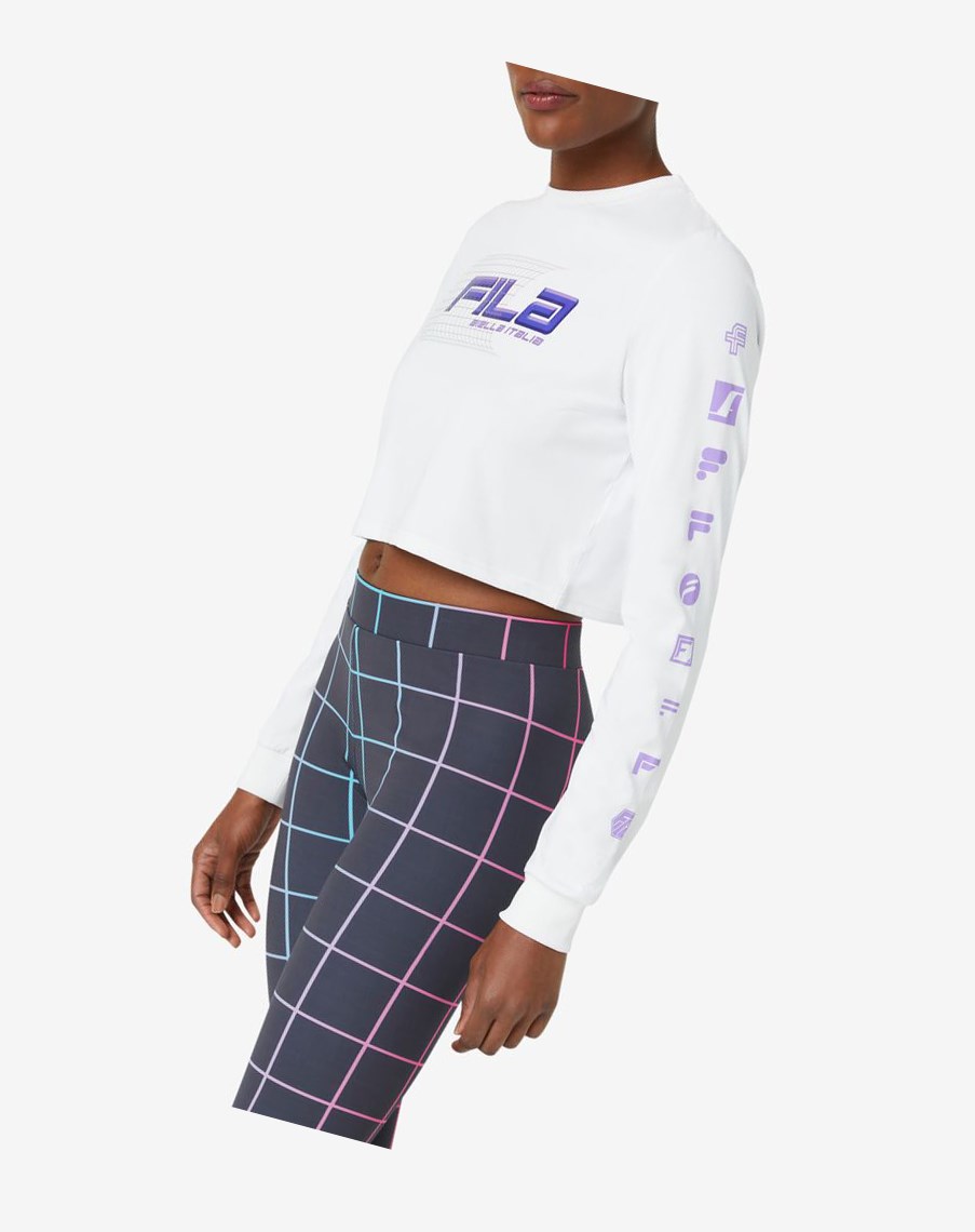 Fila Luigia Long Sleeve Cropped Tee Blancas | 78KUJWDGX
