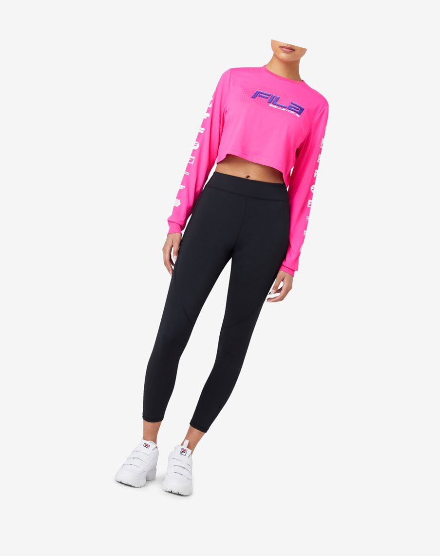 Fila Luigia Long Sleeve Cropped Tee Rosas | 98UMOEISV