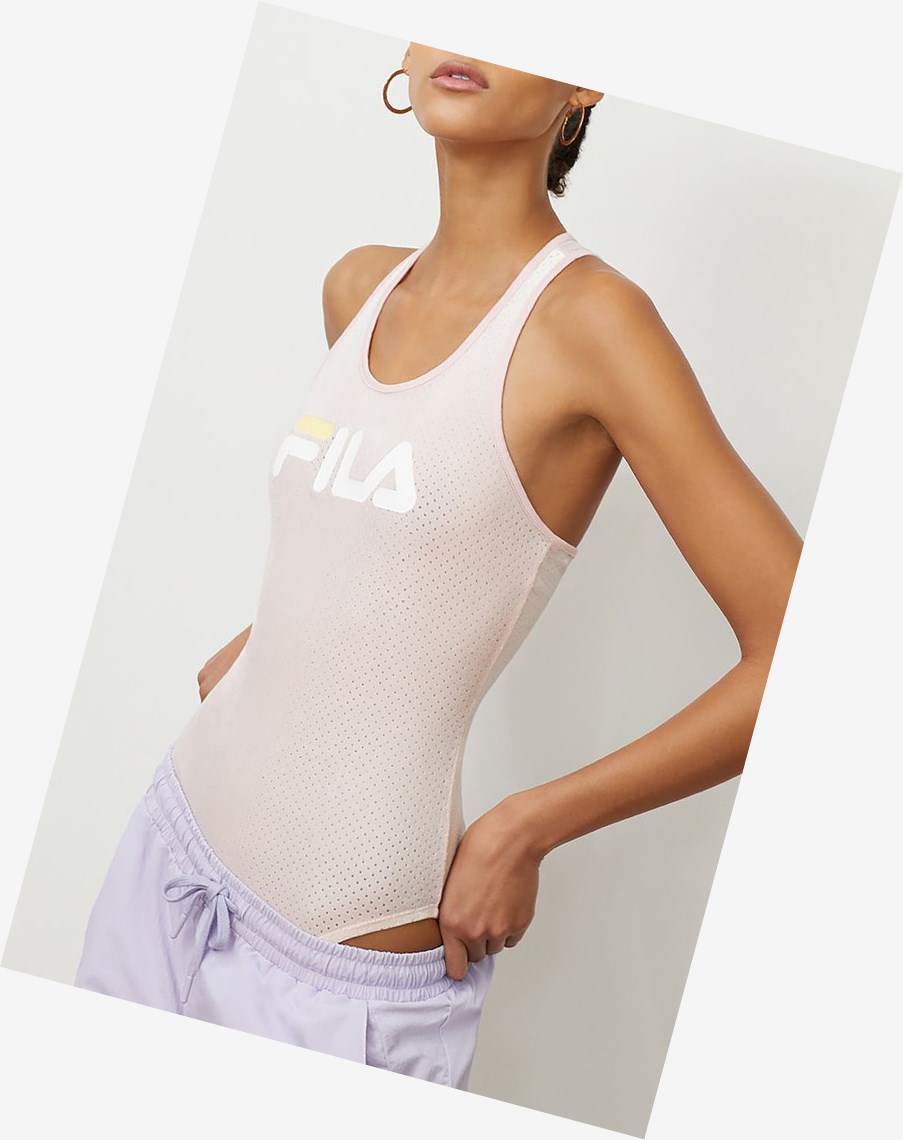 Fila Lupita Racerback Bodysuit Pkchk/Wht/Pban | 56UPKZIWA