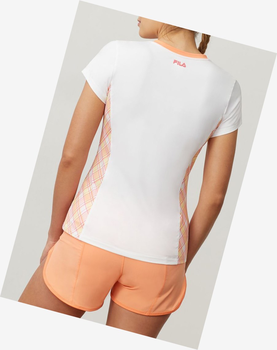 Fila Mad For Plaid Corta Sleeve V-neck Top Blancas | 13BZSMDQG